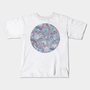 Soft Smudgy Blue and Purple Floral Pattern Kids T-Shirt